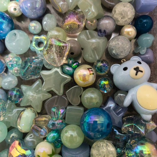 【 Blue acrylic beads appropriate for use on handmade】Live Product-Mix