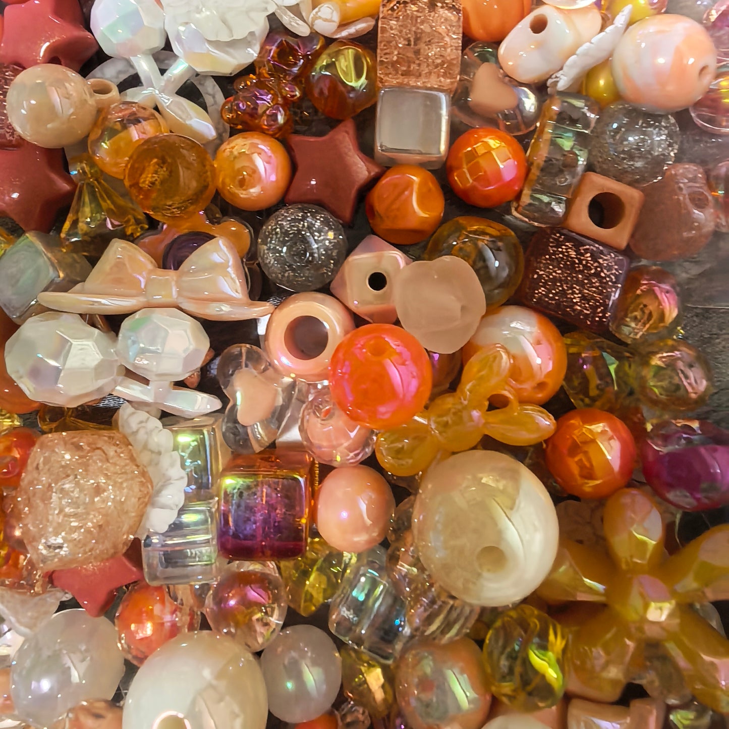 【 Orange acrylic beads appropriate for use on handmade】Live Product-Mix