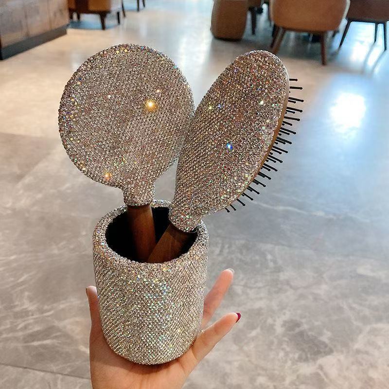 Diamond-encrusted storage box, organizer for students large-capacity and creative pen holder for office use