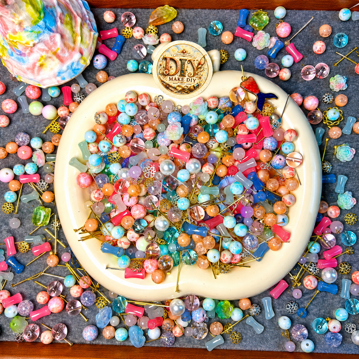 19.【Mixed Beads】 Peach Blue Handmade Poem(Buy 2 get 1 for free)