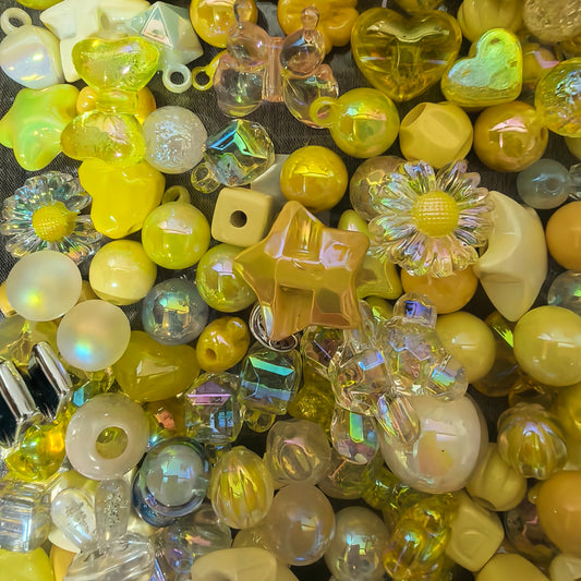 【Yellow acrylic beads appropriate for use on handmade】Live Product-Mix
