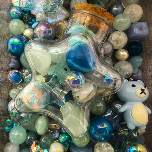 【 Blue acrylic beads appropriate for use on handmade】Live Product-Mix