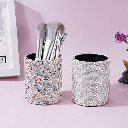 Diamond-encrusted storage box, organizer for students large-capacity and creative pen holder for office use