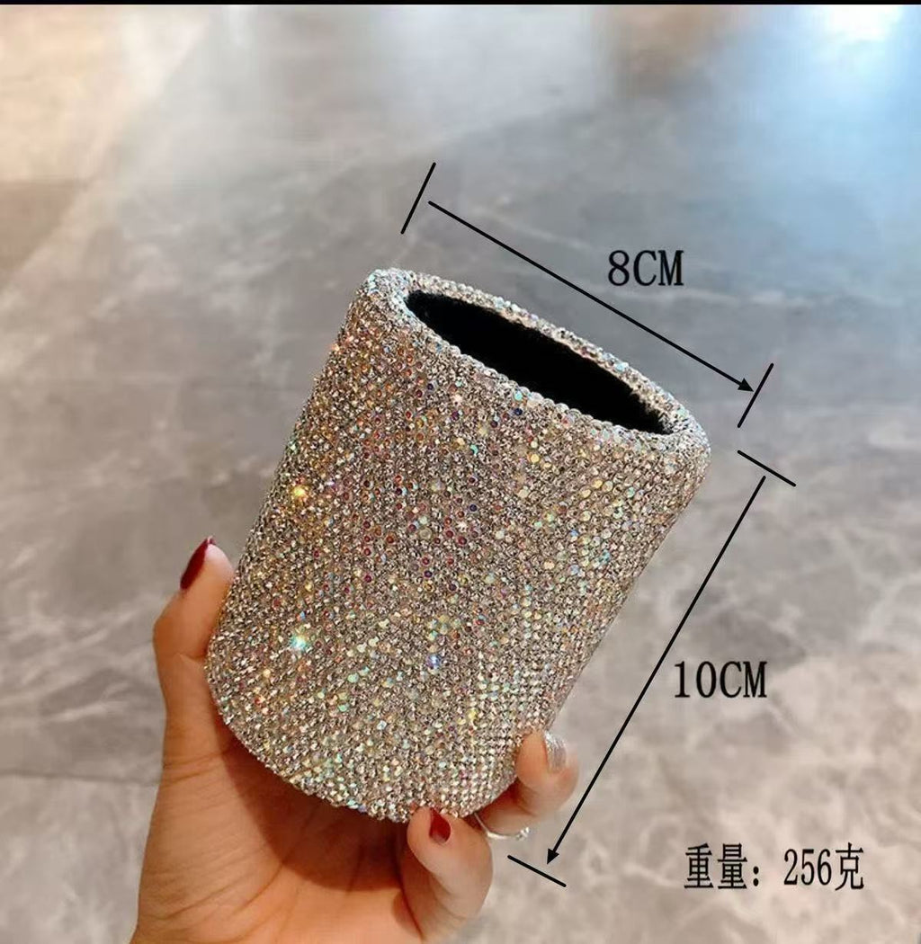 Diamond-encrusted storage box, organizer for students large-capacity and creative pen holder for office use