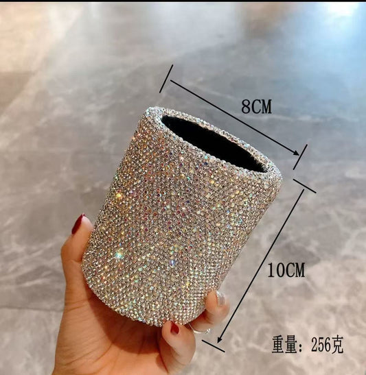 Diamond-encrusted storage box, organizer for students large-capacity and creative pen holder for office use