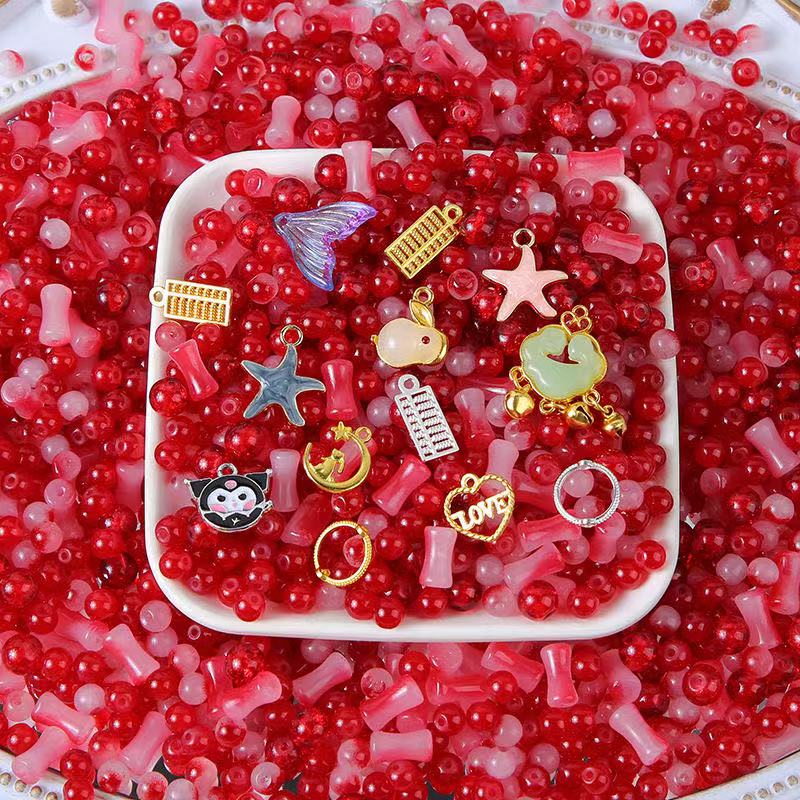 【 Red glass beads appropriate for use on handmade】Live Product-Mix